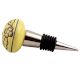 Yellow Brown Leaf Flower Etched Ceramic Wine Stopper (Pack Of One Piece)